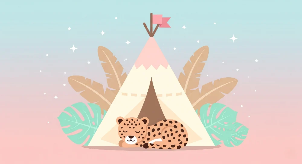 Papier de parede dječja soba | Šator i spavaći leopard