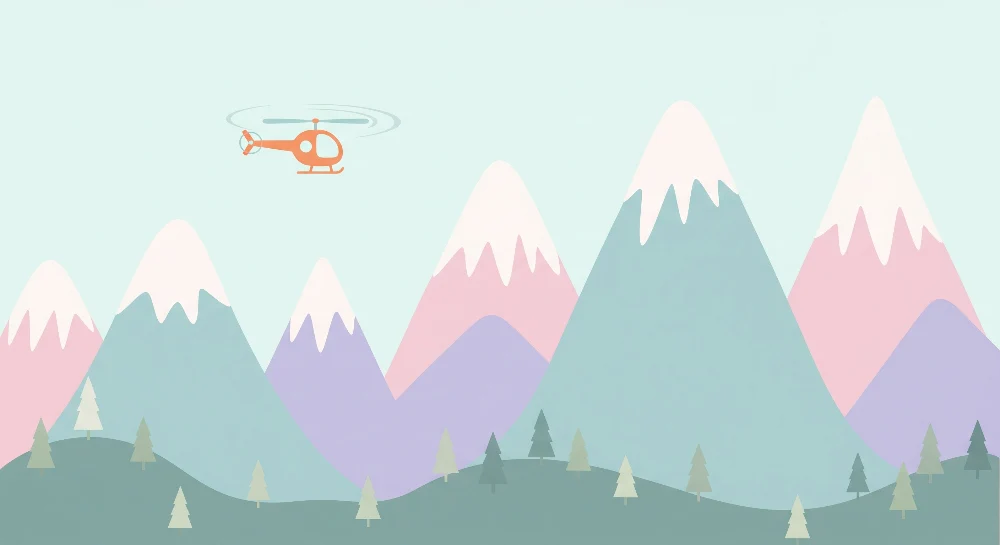 Papier de parede dječja soba | Helikopter na pozadini pastelnih planina