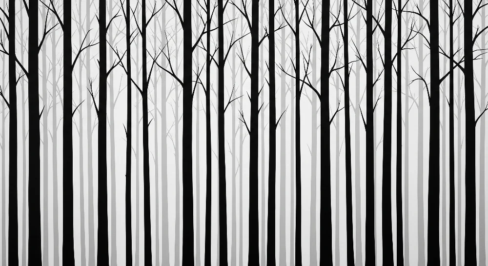 Papier de parede dječja soba | Minimalistička crno-bijela šuma