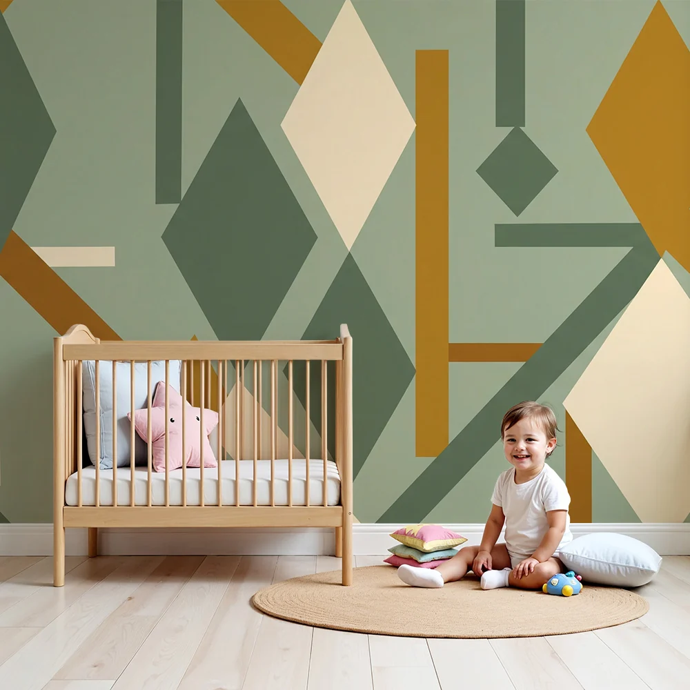 Papier de parede dječja soba | Moderni geometrijski uzorci u nježnim tonovima