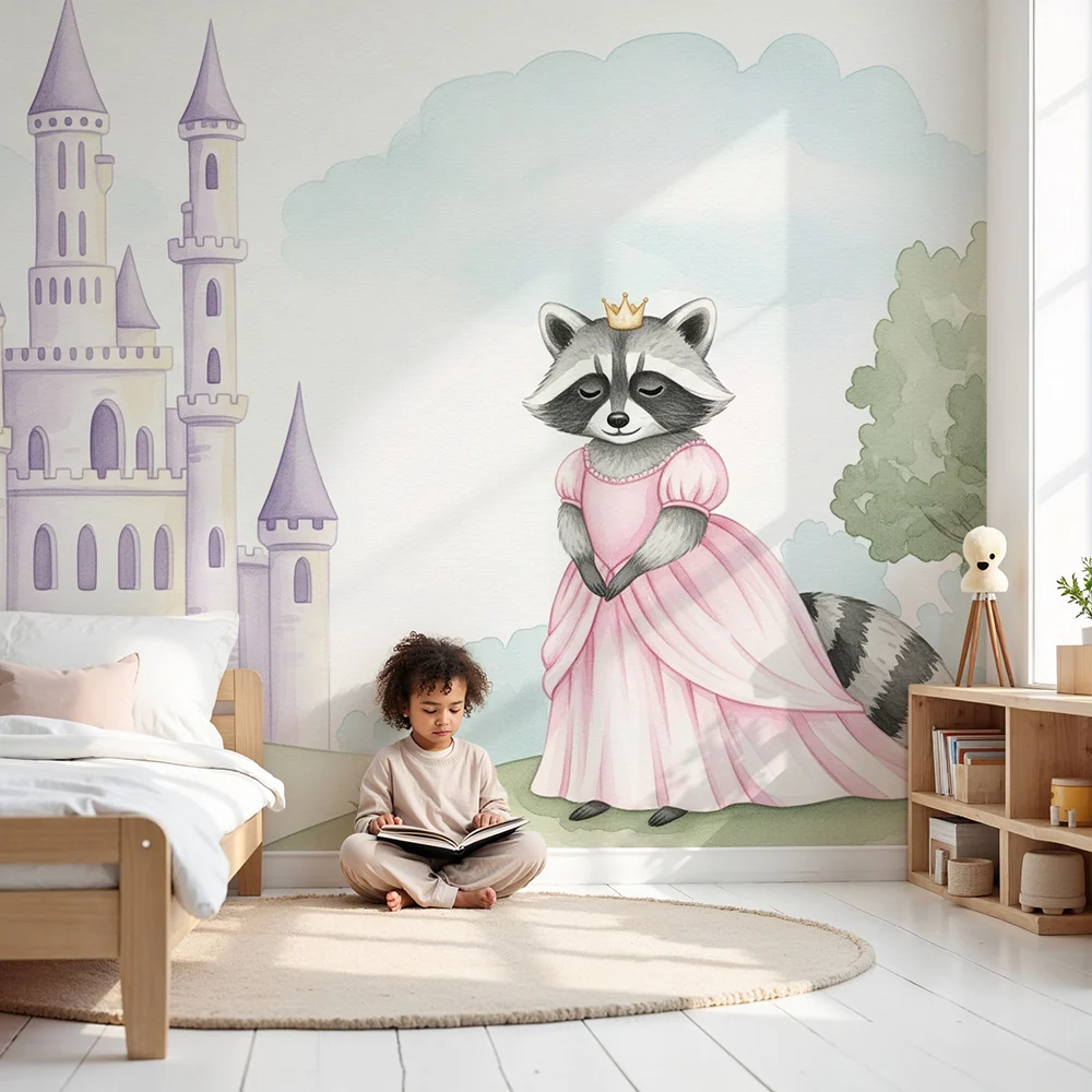 Papier de parede dječja soba | Princ raccoon i bajkoviti dvorac