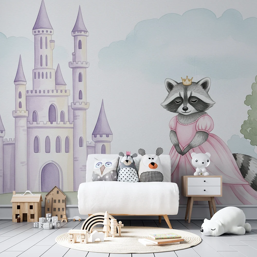 Papier de parede dječja soba | Princ raccoon i bajkoviti dvorac