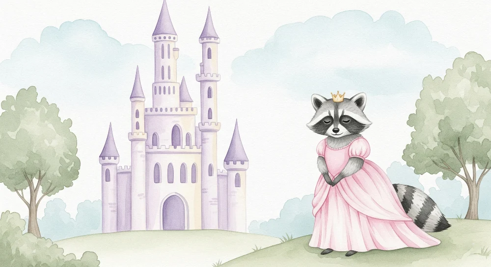 Papier de parede dječja soba | Princ raccoon i bajkoviti dvorac