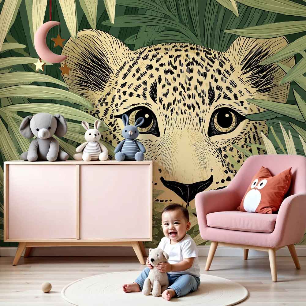 Papier de parede dječja soba | Skriveni leopard u džungli