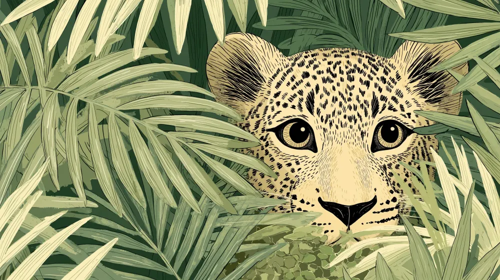Papier de parede dječja soba | Skriveni leopard u džungli