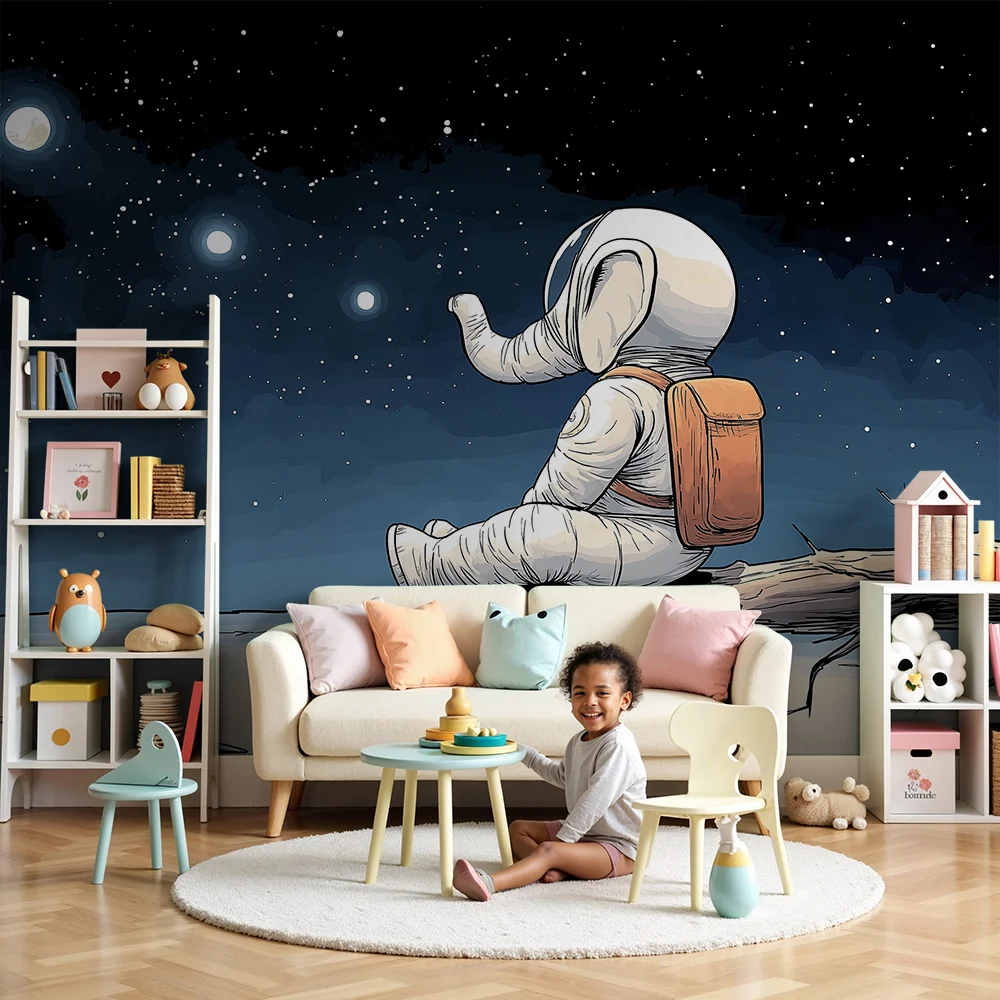 Papier de parede dječja soba | Slon astronaut promatrajući zvijezde