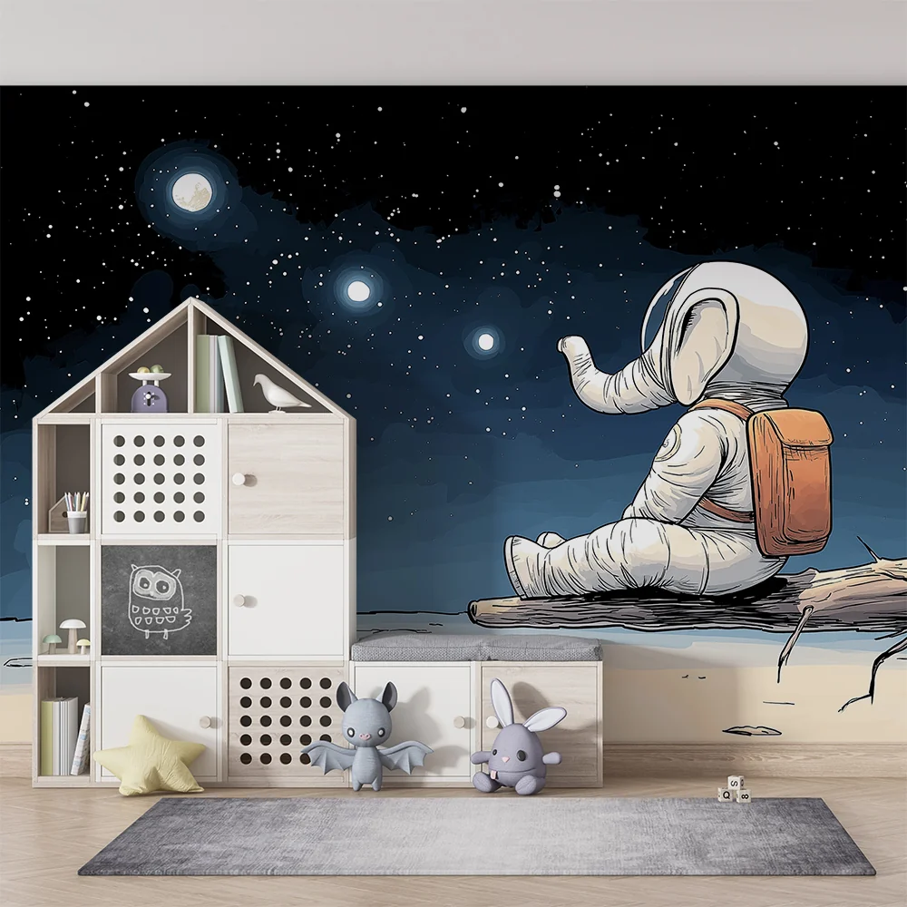 Papier de parede dječja soba | Slon astronaut promatrajući zvijezde