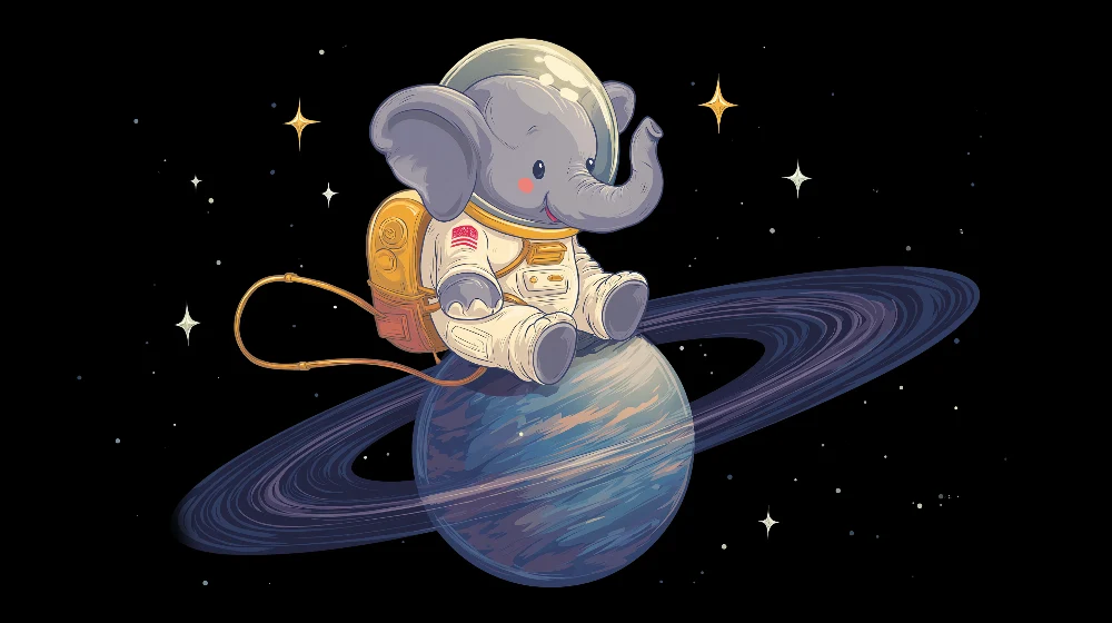 Papier de parede dječja soba | Slon astronaut istražuje svemir