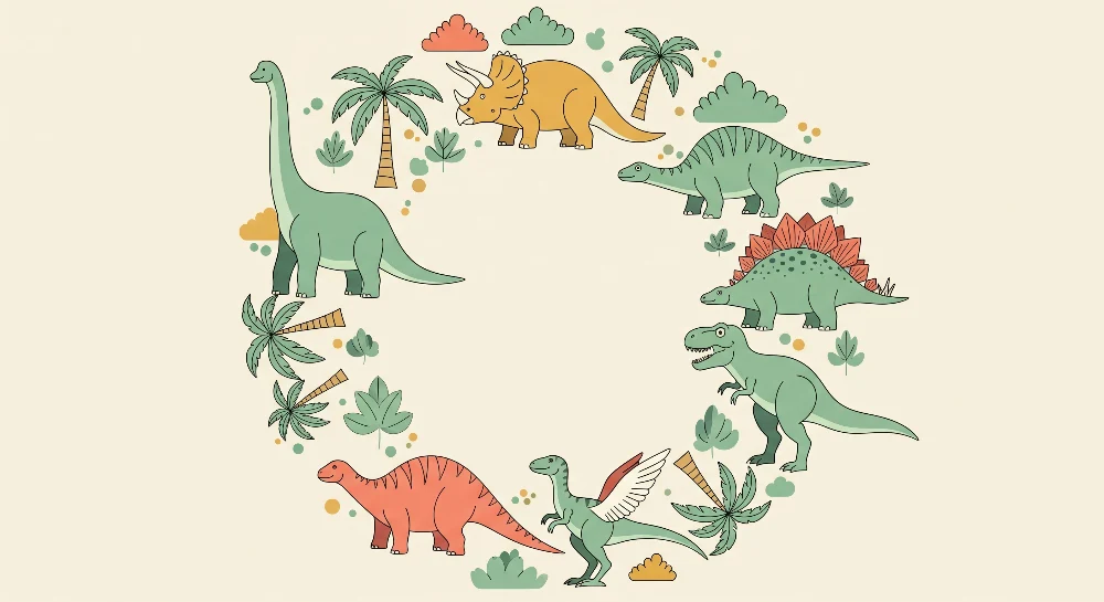 Papier de parede dječje sobe | Šareni dinosaurus i tropska džungla