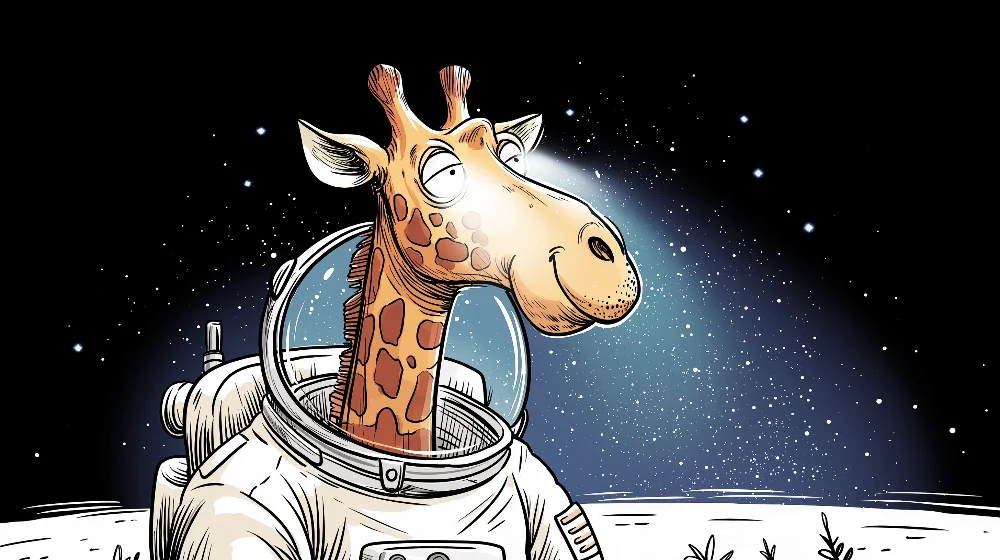Papier de parede dječje sobe | Astronaut žirafa u zvjezdanom svemiru