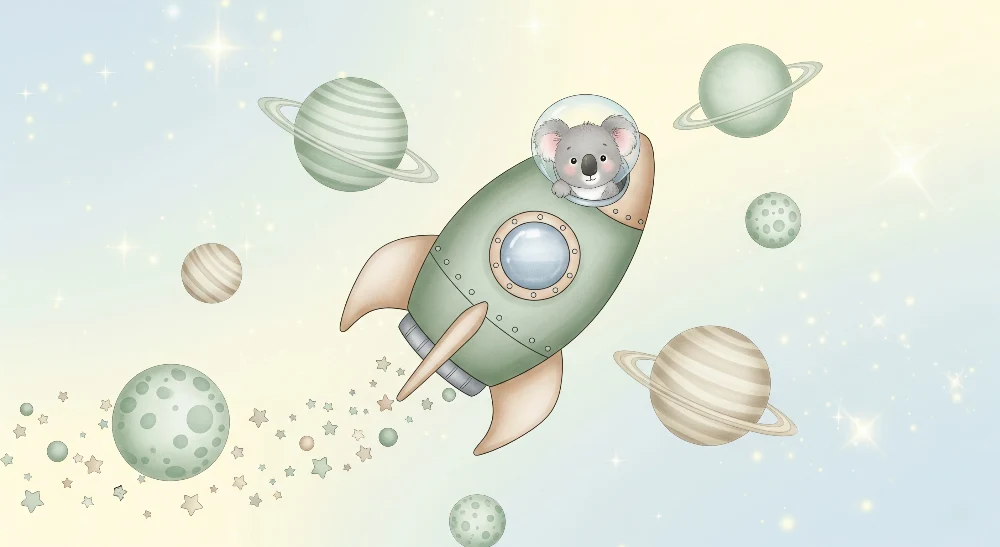 Papier de parede dječje sobe | Astronaut koala istražuje svemir