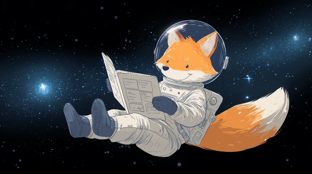 Papier de parede dječje sobe | Lisica astronaut lebdi u svemiru