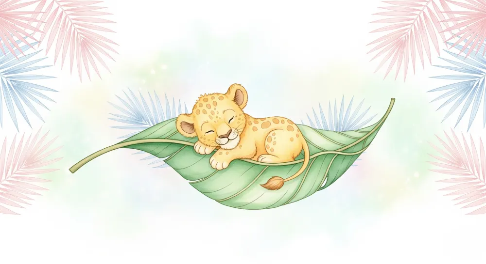 Papier de parede dječje sobe | Mala usnula leoparda na listu