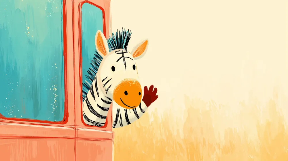 Papier de parede dječje sobe | Mali zebra u automobilu