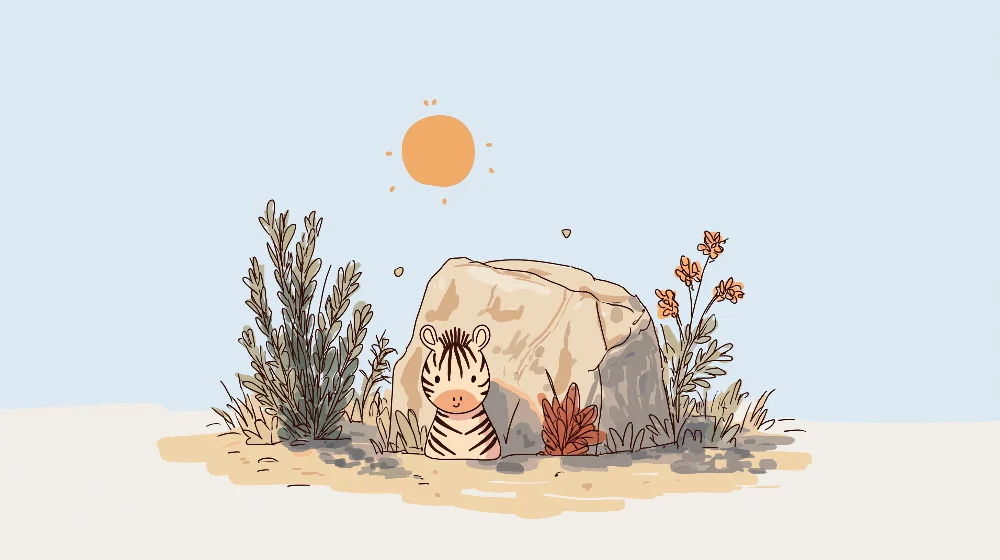 Papier de parede dječje sobe | Mali zebra i sunce