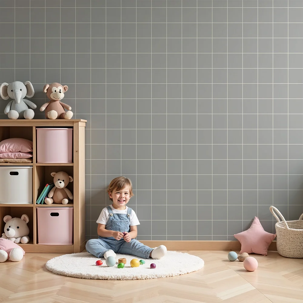 Papier de parede dječje sobe | Moderni geometrijski uzorci u sivoj boji