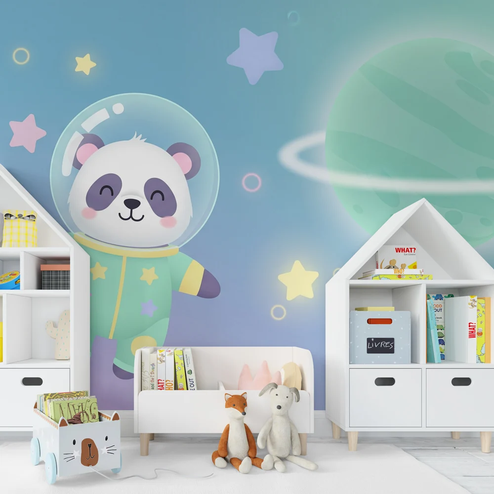 Papier de parede dječje sobe | Panda astronaut u zemlji zvijezda