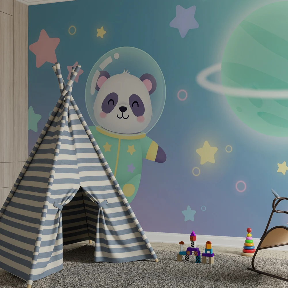 Papier de parede dječje sobe | Panda astronaut u zemlji zvijezda