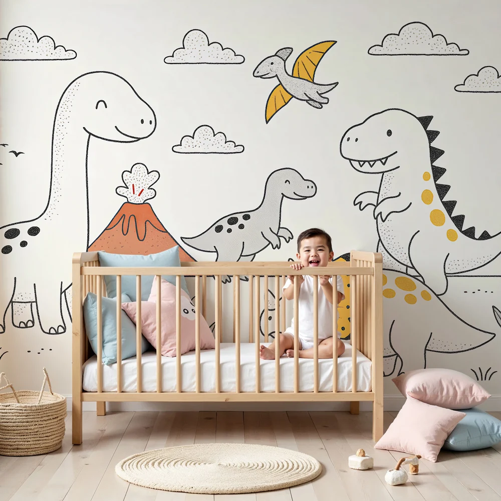Papier de parede dječje sobe | Pustolovina s dinosaurima