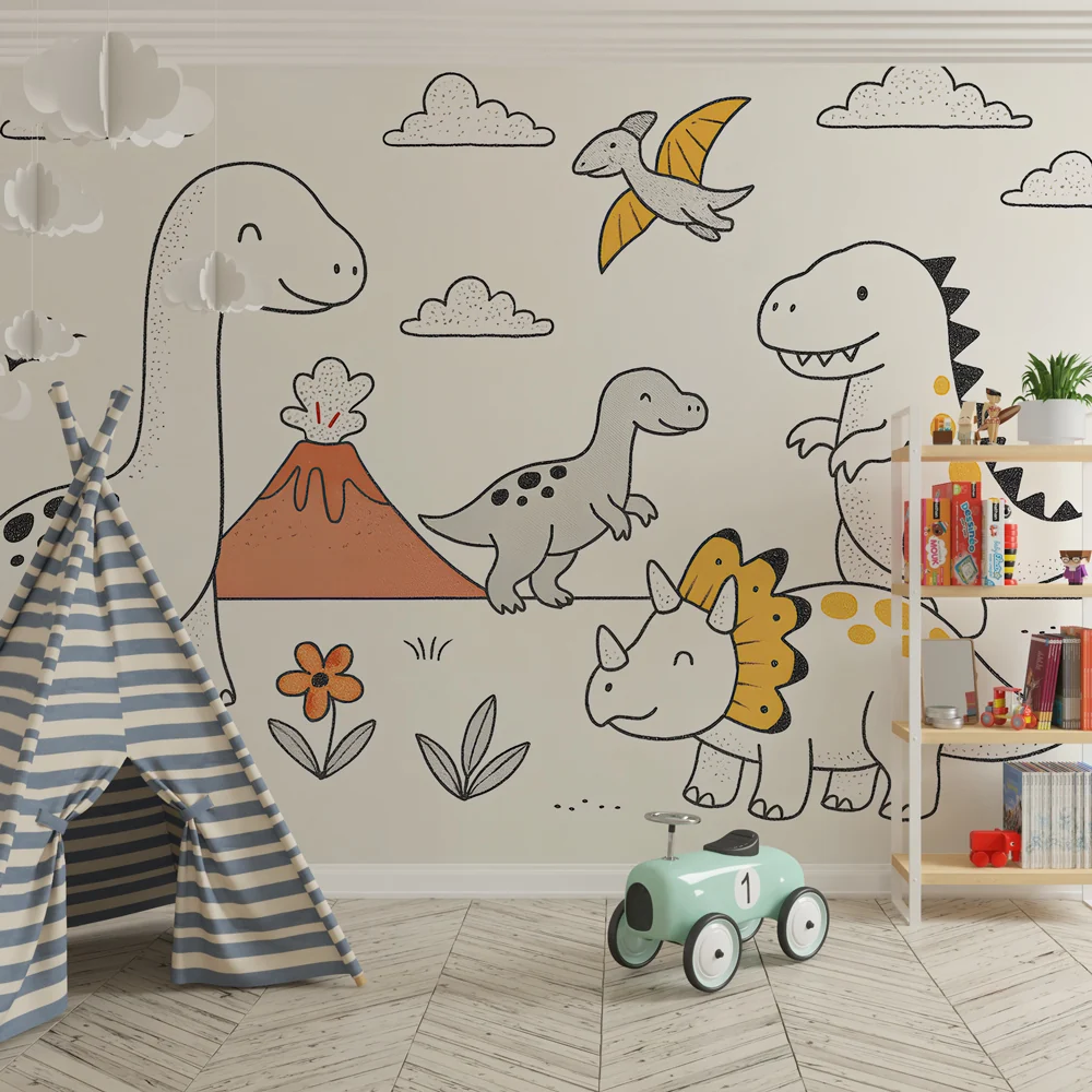 Papier de parede dječje sobe | Pustolovina s dinosaurima