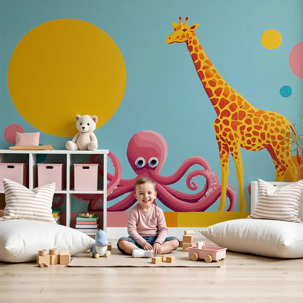 Papier de parede dječje sobe | Safari i ocean u bojama