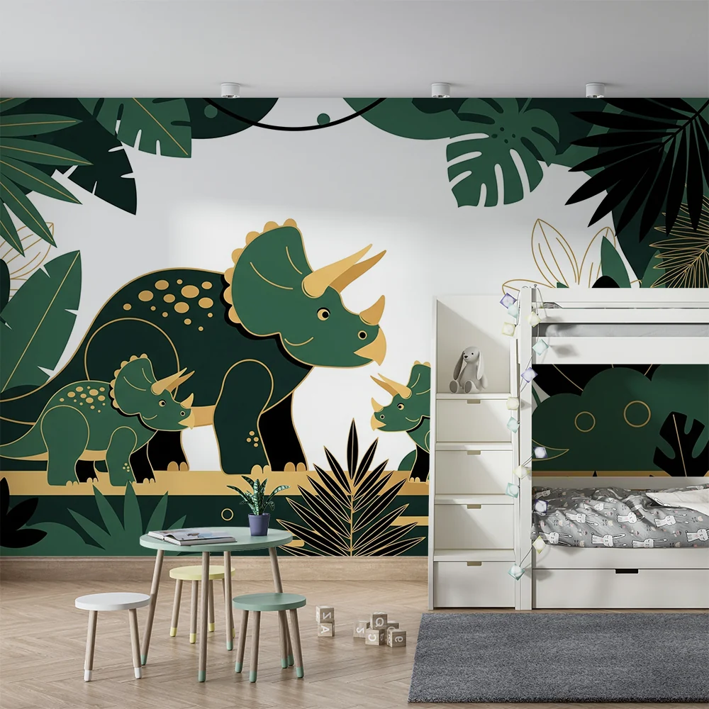 Papier de parede dječje sobe | Triceratops dinosaurusa u bujnoj džungli