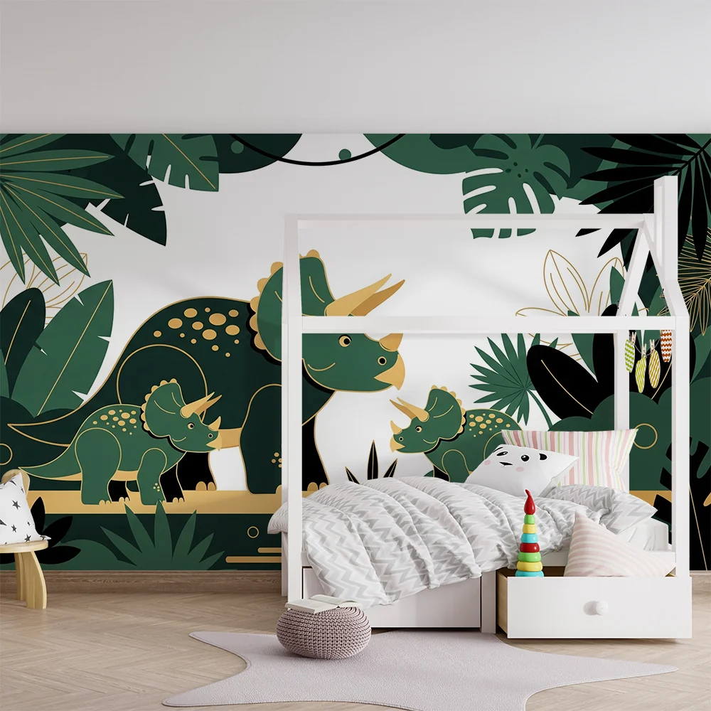 Papier de parede dječje sobe | Triceratops dinosaurusa u bujnoj džungli