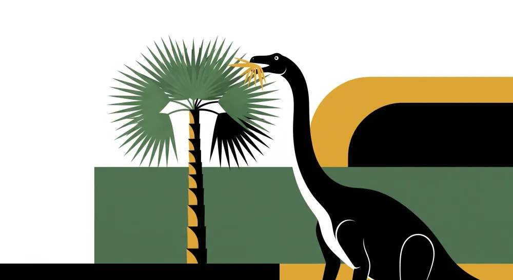 Papier de parede dječje sobe | Zabavni dinosaurusi i stilizirane palme