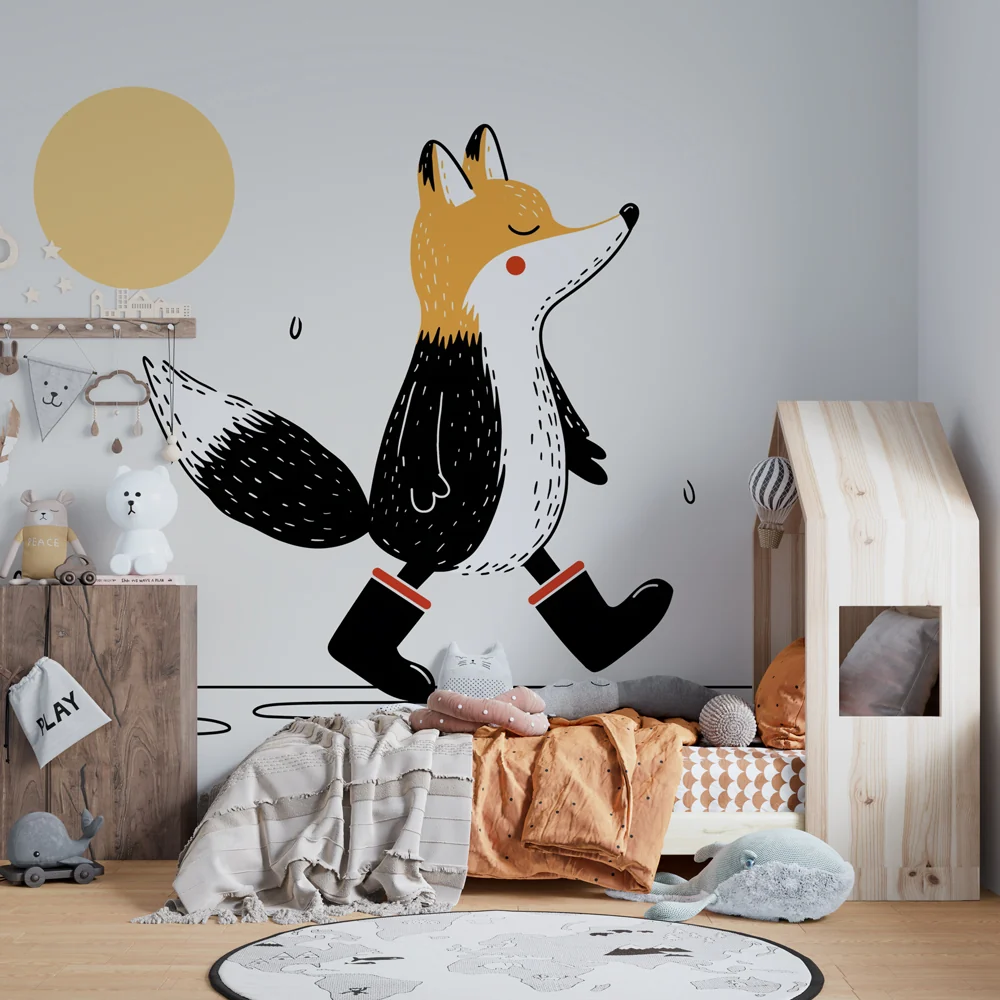 Papier de parede para quarto de crianç | Raposa feliz sob o sol