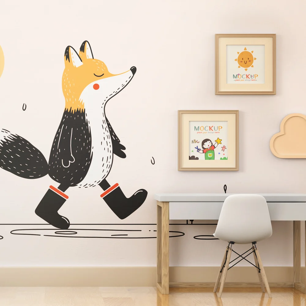 Papier de parede para quarto de crianç | Raposa feliz sob o sol