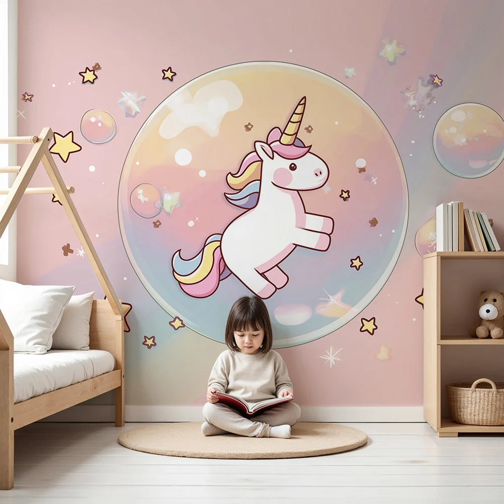 Papier de parede quarto bebê | Magični jednorog u balonu snova