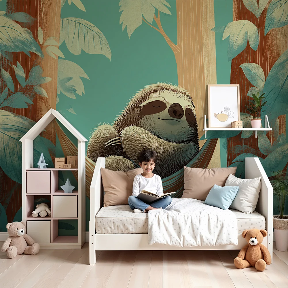 Papier de parede quarto bebê | Mirno lenjivac u tropskoj džungli