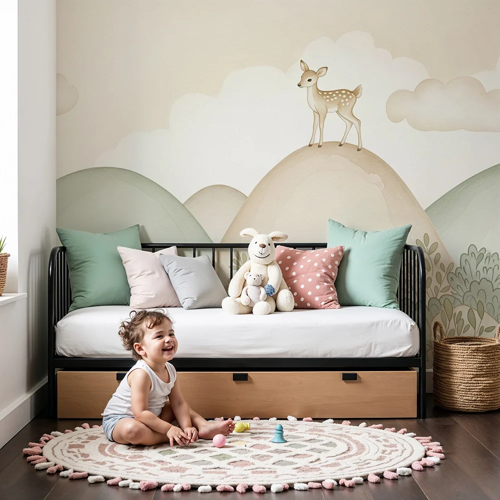 Papier de parede quarto bebê | Pequeno cervo nas colinas
