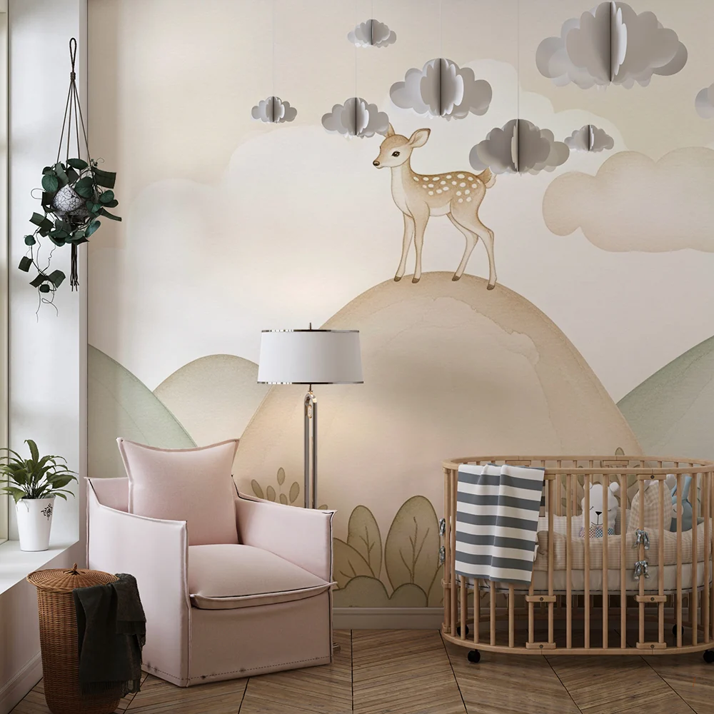 Papier de parede quarto bebê | Pequeno cervo nas colinas