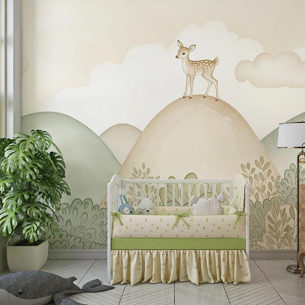 Papier de parede quarto bebê | Pequeno cervo nas colinas