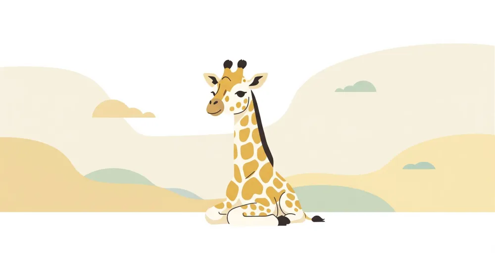 Papier de parede quarto bebê | Simpática girafa em uma paisagem suave e tranquila
