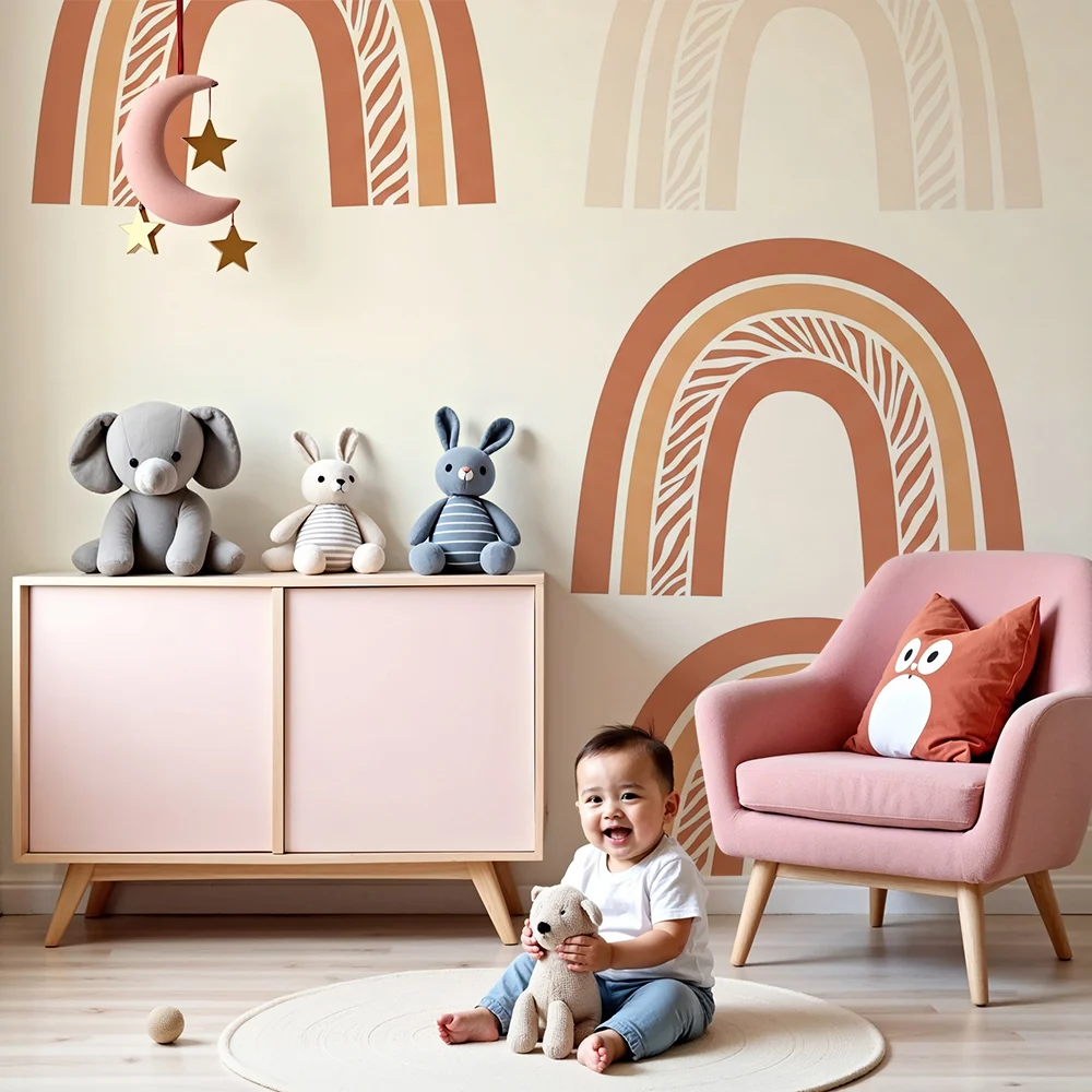 Papier de parede quarto bebê | Suaves e tranquilos arco-íris
