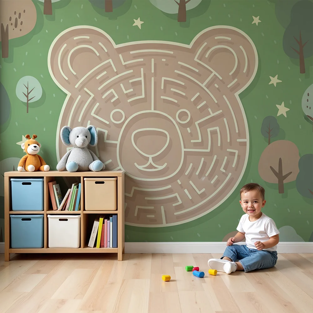 Papier de parede quarto crianç | Labirint medvjeda u čarobnoj šumi