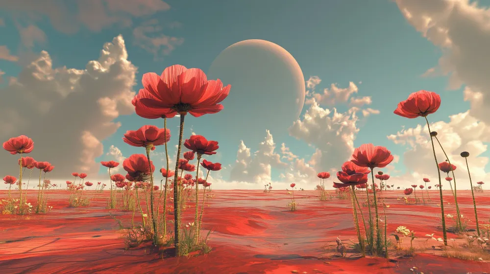 Papier de parede quarto crianç | Sonhar floral vermelho