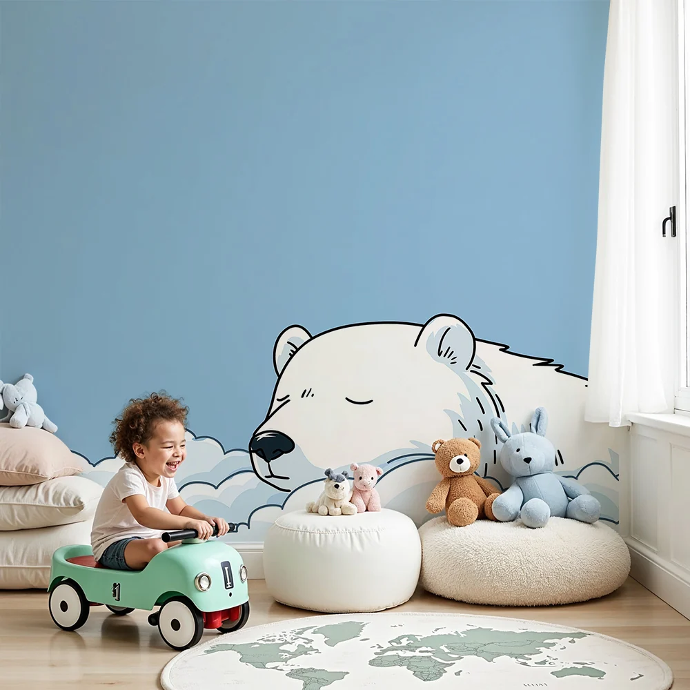 Papier de parede soba beba | Polar Bear spava među oblacima