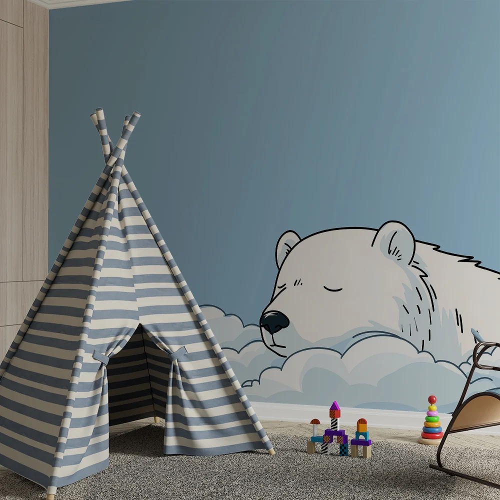Papier de parede soba beba | Polar Bear spava među oblacima