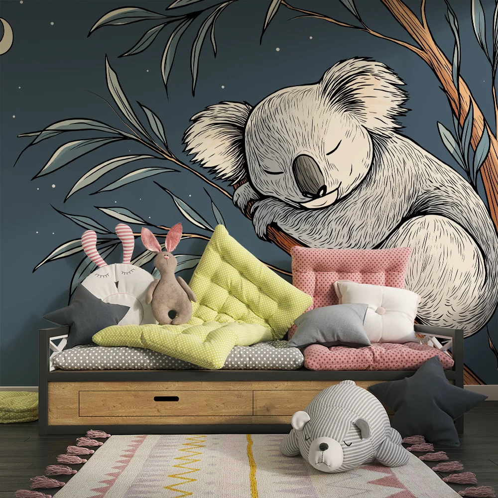Papier de parede soba beba | Spavajući koala na grani ispod zvjezdane noći