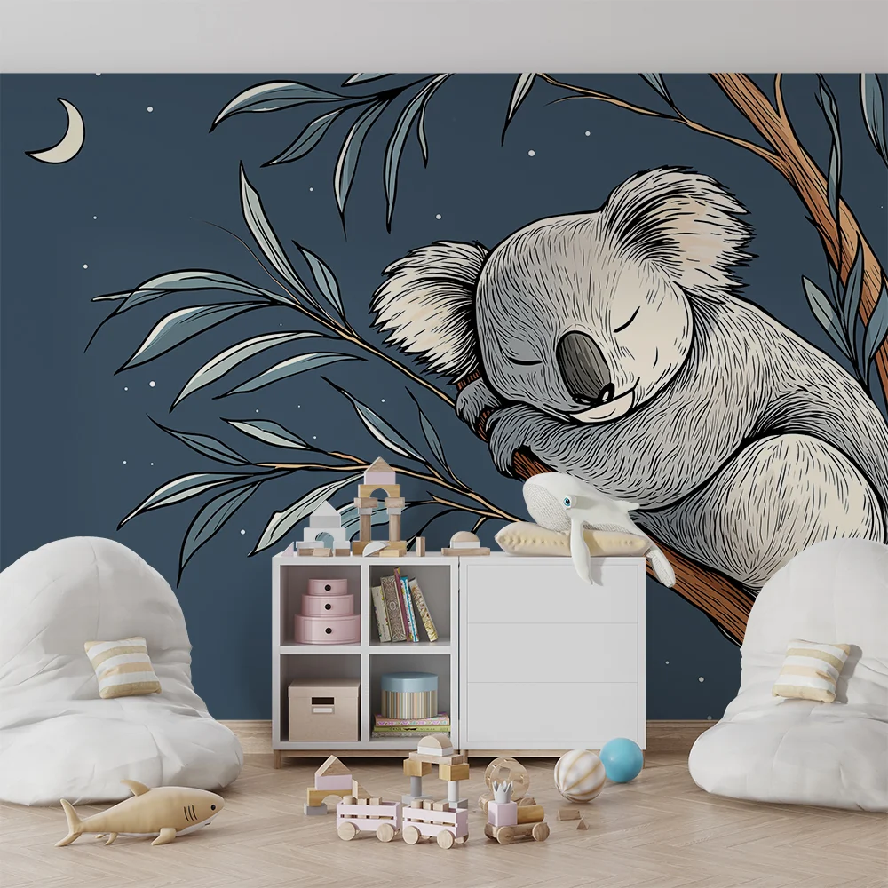 Papier de parede soba beba | Spavajući koala na grani ispod zvjezdane noći