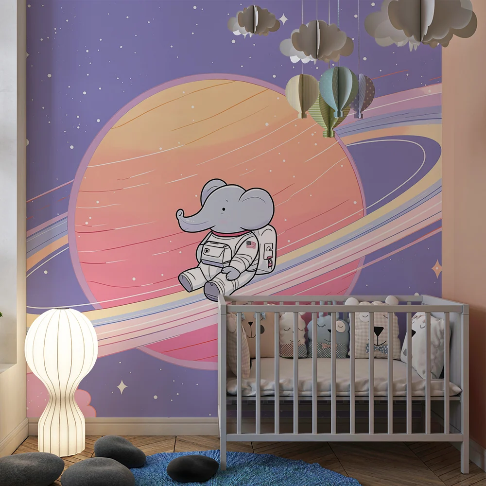 Papier de parede soba bebe | Slon astronaut lebdi oko Saturna