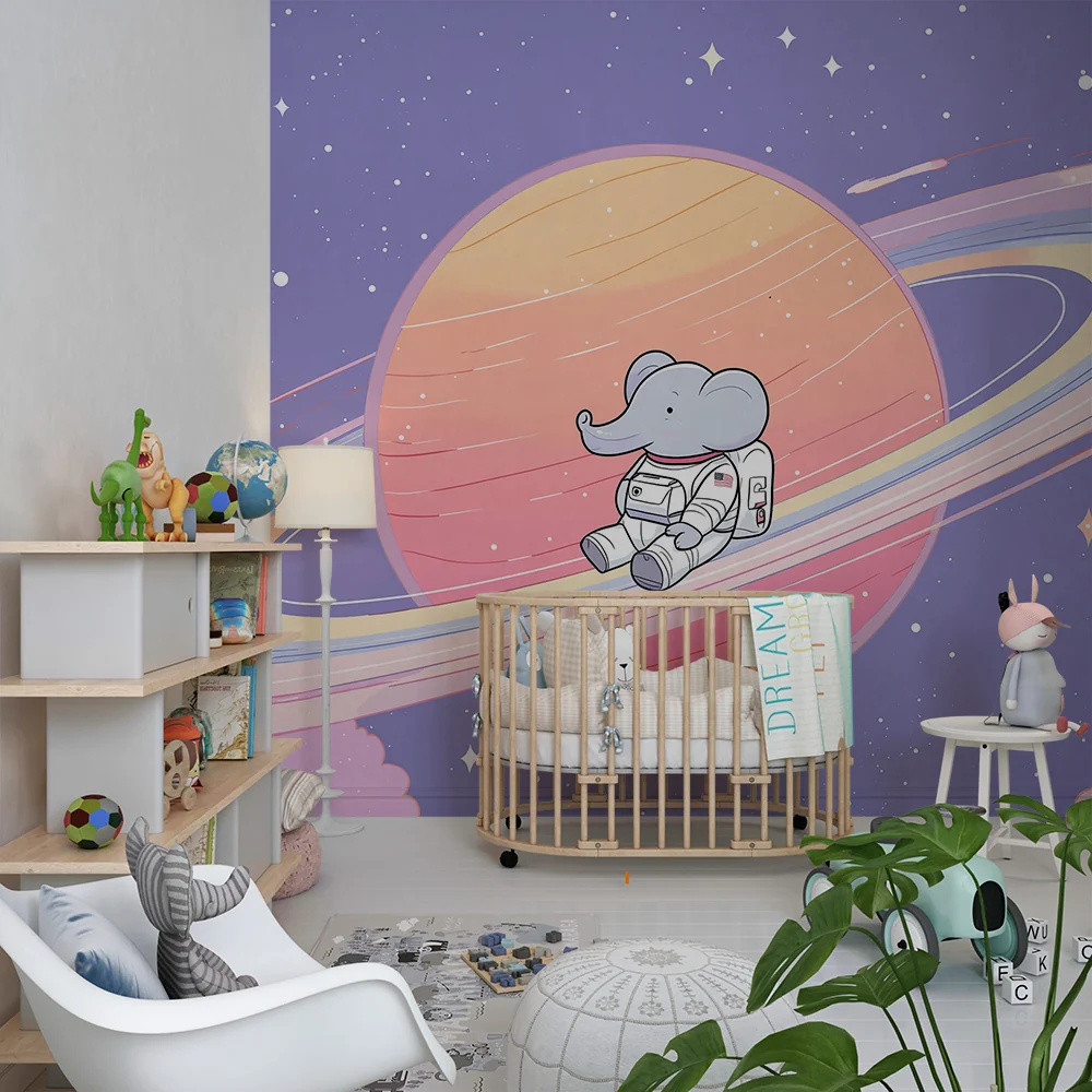 Papier de parede soba bebe | Slon astronaut lebdi oko Saturna