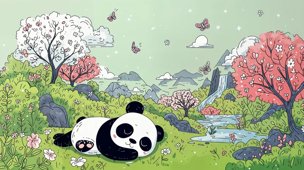 Papirnati zidni panda | Scena bajkovite prirode