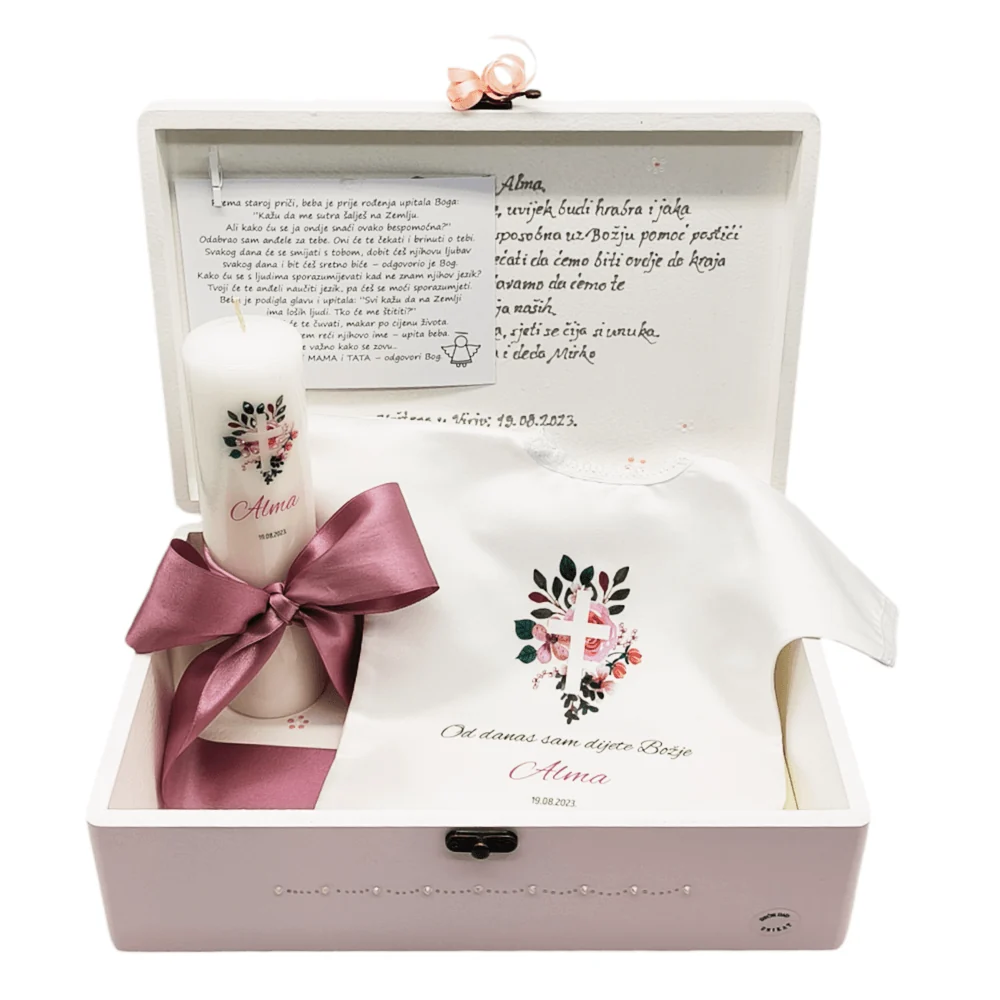 Personalizirana krsna svijeć - roza Š189