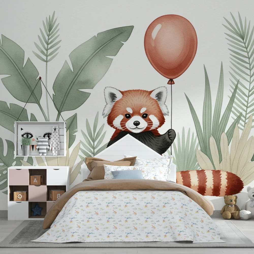 Tapet za bebe sobu | Crveni panda i egzotični pukotine