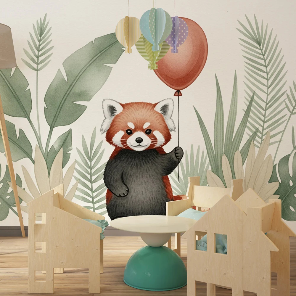 Tapet za bebe sobu | Crveni panda i egzotični pukotine