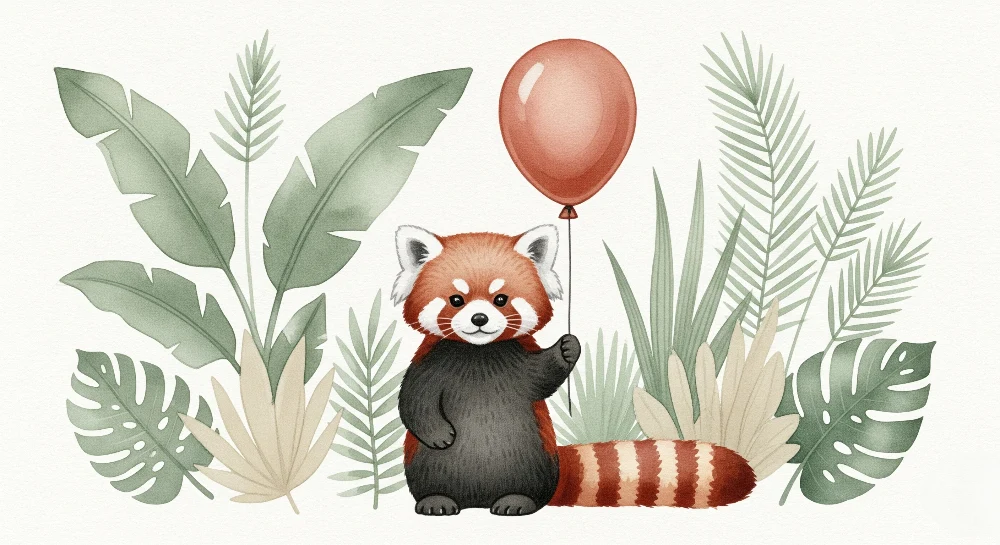 Tapet za bebe sobu | Crveni panda i egzotični pukotine